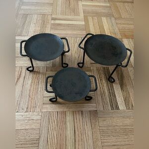 Set of Three Black Metal Stands